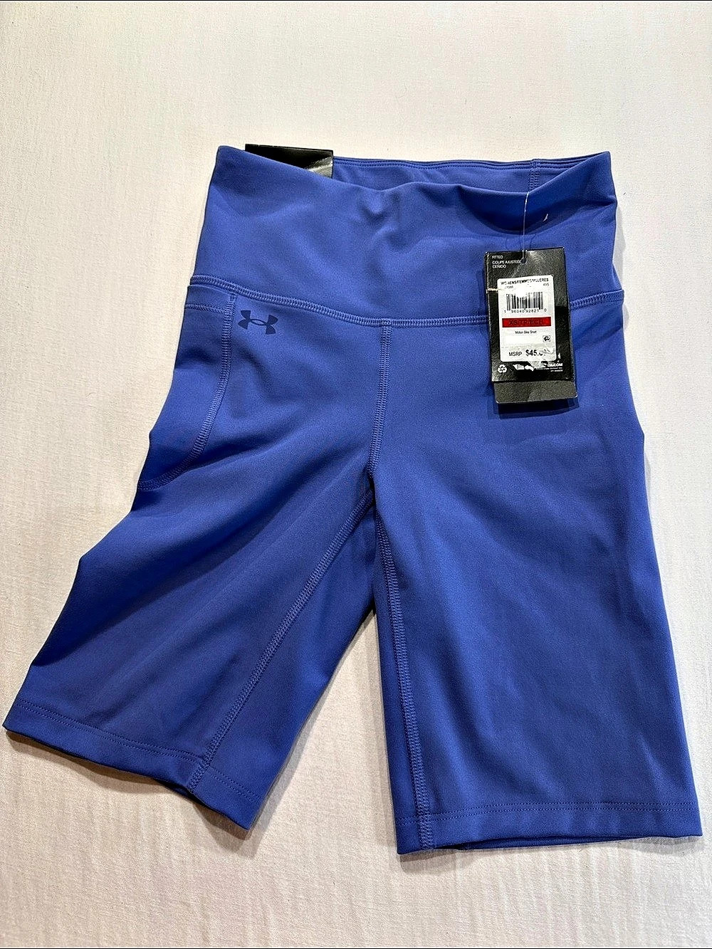Under Armour women UA Motion Bike Shorts Blue XS NWT